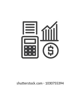 Financial analytics outline icon. linear style sign for mobile concept and web design. Online banking simple line vector icon. Symbol, logo illustration.