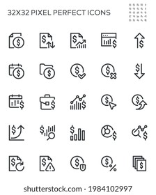 Financial Analytics, Financial Report, Economic Development, Financial Growth. Simple Interface Icons for Web and Mobile Apps. Editable Stroke. 32x32 Pixel Perfect.