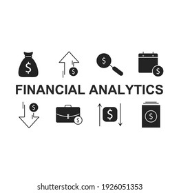 icono de conjunto de Financial Analytics, icono de signo de conjunto aislado de Financial Analytics, ilustración vectorial