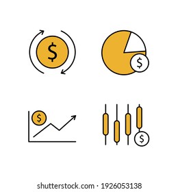 icono de conjunto de Financial Analytics, icono de signo de conjunto aislado de Financial Analytics, ilustración vectorial