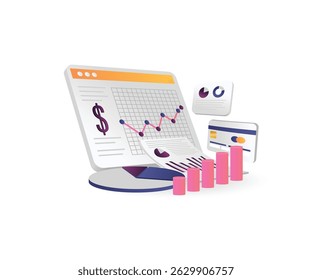 Illustratieconcept van de website voor financiële analyse