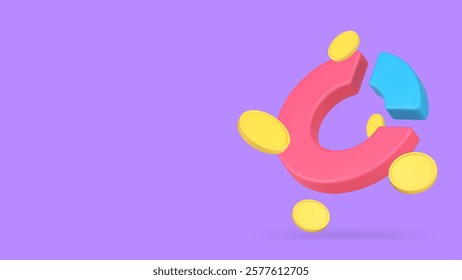 Financial analyzing money expenses and earnings planning banner copy space vector illustration. Finance budget control chart graph data analysis wealth income accounting and calculating