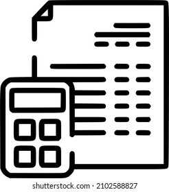 Financial analyzing vector icon. Calculator and sheet. Part of the financial icon set