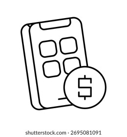 Icono de App financiero con fondo blanco Vector Ilustración de stock