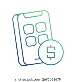 Icono de App financiero con fondo blanco Vector Ilustración de stock
