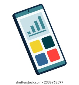 Aplicación financiera en pantalla táctil smartphone, icono aislado