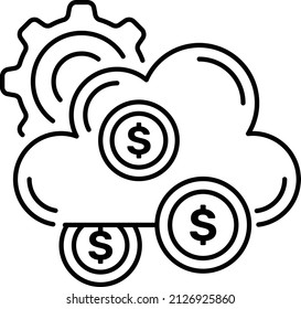 Financial App using Remote Machine Vector Icon Design, Cloud computing Symbol, Client server model Sign, Web Hosting and Edge device stock illustration, Cloud-based Fintech Concept, 