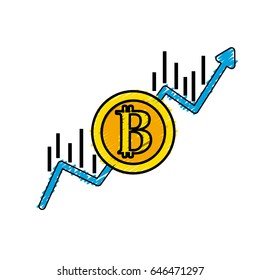 financial arrow up to bitcoin currency