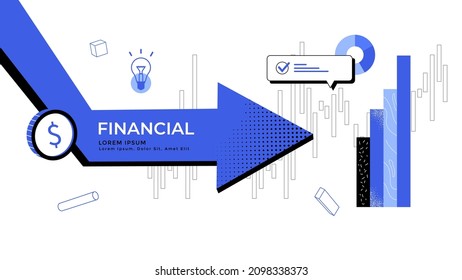 Financial arrow graph. Finance success growth rising up. Profit increase chart. Vector illustration