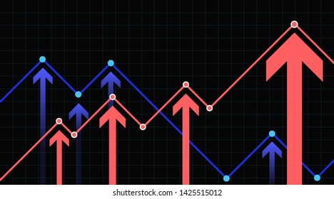 Financial Arrow Graph on a dark background.