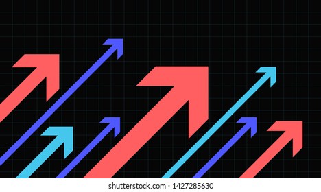 Financial Arrow Graph on a dark background.