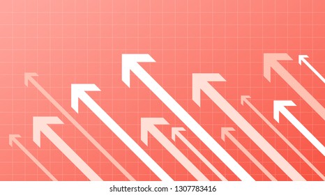 Financial Arrow Graph on a living coral background