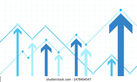 Financial Arrow Graph pointing upwards on a white background
