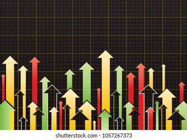 Financial Arrow Graph. Vector business graph with arrow showing profits and gains.