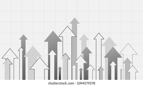 Financial Arrow Graph. Vector business graph with arrow showing profits and gains.