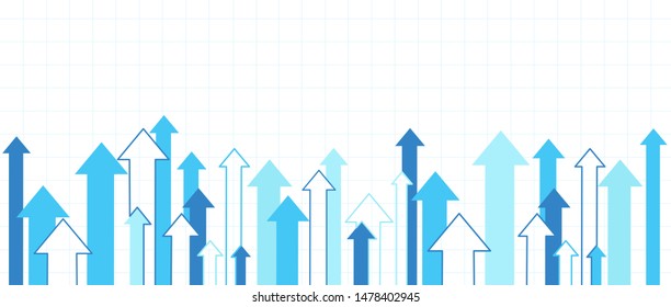 Financial Arrow Graphs going up on a white background