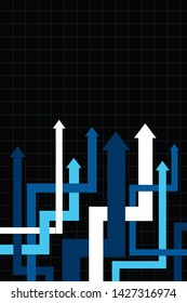 Financial Arrow Graphs going up. Stock market up arrows. Black background