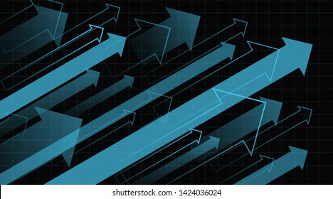 Financial Arrow Graphs.  Stock market diagram. Group of arrows going up, growth success.