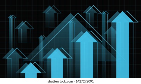 Financial Arrow Graphs. Stock market up arrows.