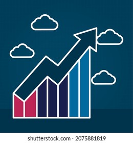 financial arrow illustration with clouds