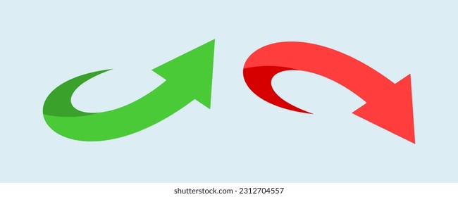 Financial arrows up and down. Green and red arrow. Increase and decrease. Vector 10 EPS.