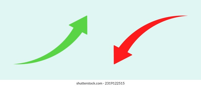 Financial arrows up and down. Green and red arrow. Increase and decrease. Vector 10 EPS.