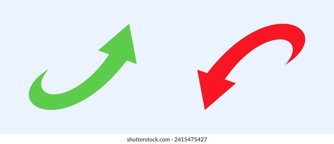 Financial arrows up and down. Green and red arrow. Increase and decrease.