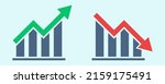 Financial arrows up and down. Vector graph with green and red arrows. Chart with increase, decrease. Vector 10 EPS.