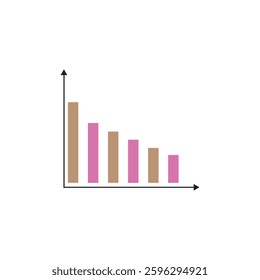 Financial arrows down. Vector graph with green and red arrows. Chart with increase, decrease illustration design