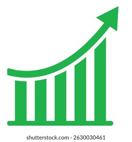 Financial arrows up icon vector. Growth business green arrow icon vector. Growth success arrow icon. Growing graph vector symbol. Vector illustration.