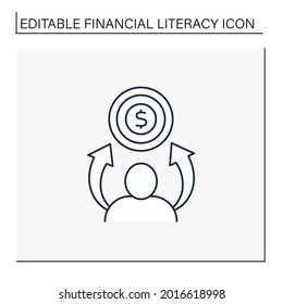 Financial aspirations line icon.Personal, big-picture objectives. Financial goals. Financial literacy concept. Isolated vector illustration. Editable stroke