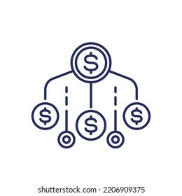 Financial Assets Diversification, Income Sources Line Icon