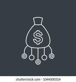 Financial assets diversification, interest return, investing linear icon