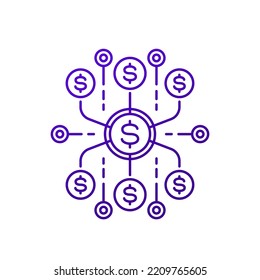 Financial assets diversification, multiple income sources line icon