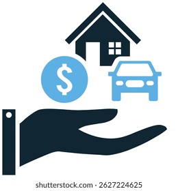 Financial assets icon vector for investment value, capital gain, and economic ownership. Ideal for finance, equity, and wealth portfolio visuals.