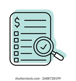 Ícone de linha fina de sombra de cor de Auditoria Financeira, vetor, pixel perfect, arquivo ilustrador 