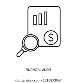 Icono de línea de concepto de auditoría financiera. Ilustración de elemento simple. diseño de símbolo de esquema de auditoría financiera.