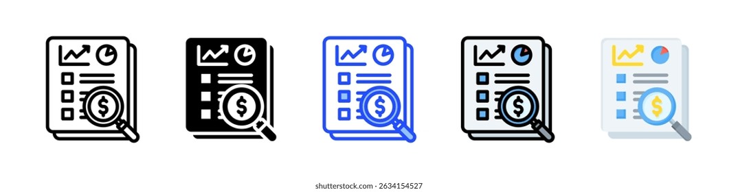 Colección de íconos de auditoría financiera con varios estilos