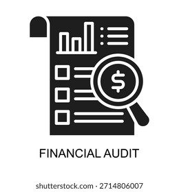 Ilustração de vetor de glifos de ícones de Auditoria Financeira