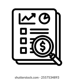 financial audit icon line vector illustration on white background.