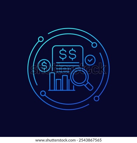 financial audit icon, linear design