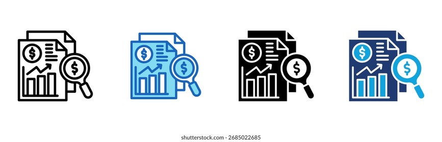 Ícone de Auditoria Financeira - Ilustração de Vetor com Vários Estilos