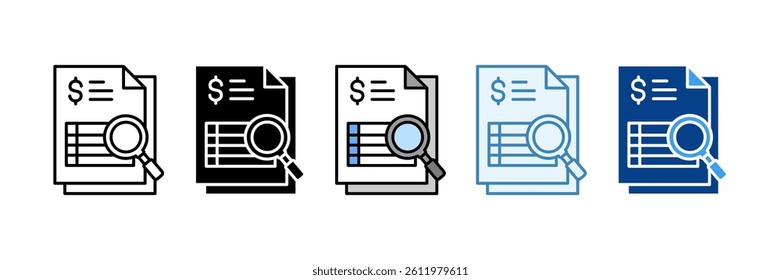 Financial Audit Icon Set Multiple Style Collection