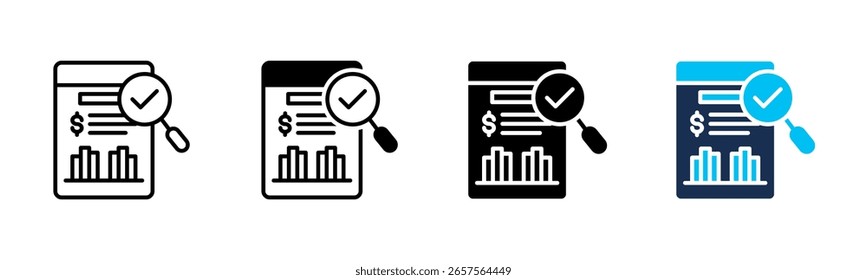 Hoja de íconos de Auditoría Financiera colección de varios estilos