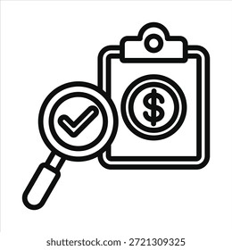 Ícone de Auditoria Financeira. Ilustração de contorno de vetor simples.