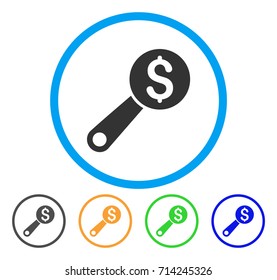 Financial Audit icon. Vector illustration style is a flat iconic financial audit gray rounded symbol inside light blue circle with black, green, blue, yellow color variants.