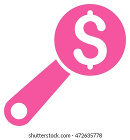 Financial Audit icon. Vector style is flat iconic symbol with rounded angles, pink color, white background.