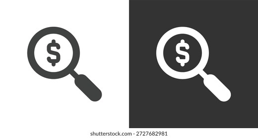 Symbol "Finanzaudit" oder "Suche". Symbol für durchgezogene Glyphenserie