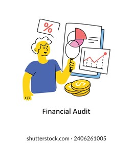 Ilustración de diseño de esquema relleno del vector de auditoría financiera. Símbolo del archivo EPS 10 de fondo blanco 
