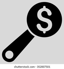 Financial Audit vector icon. Style is flat symbol, black color, rounded angles, light gray background.
